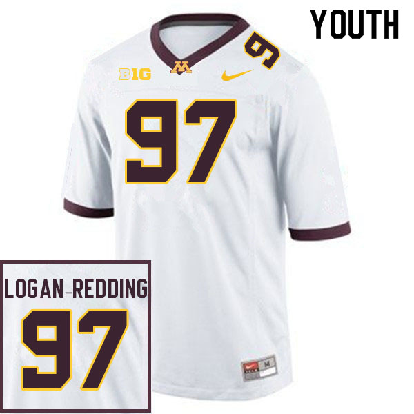 Youth #97 Jalen Logan-Redding Minnesota Golden Gophers College Football Jerseys Sale-White